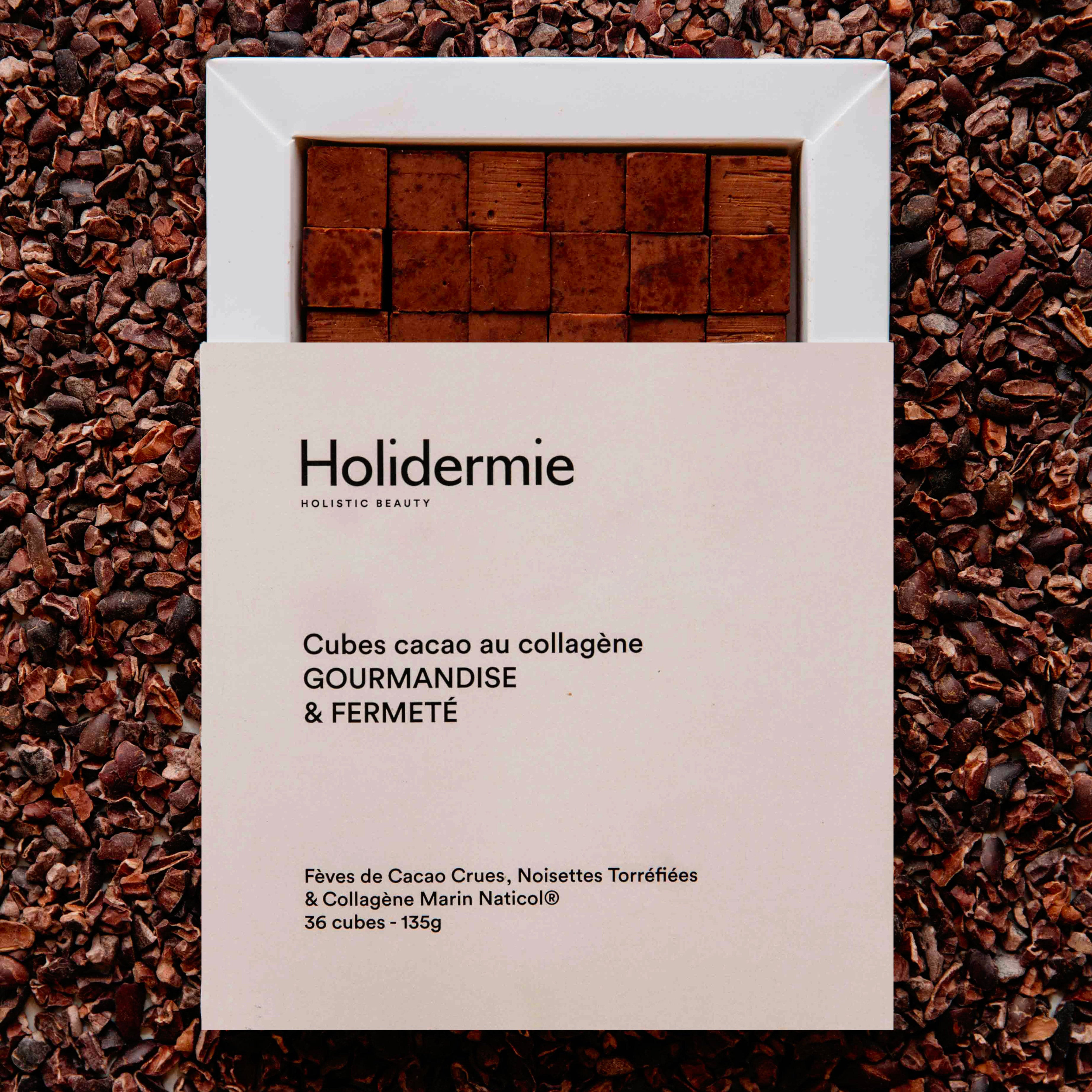 Cubes cacao collagène, anti-âge pour soutenir la fermeté cutanée