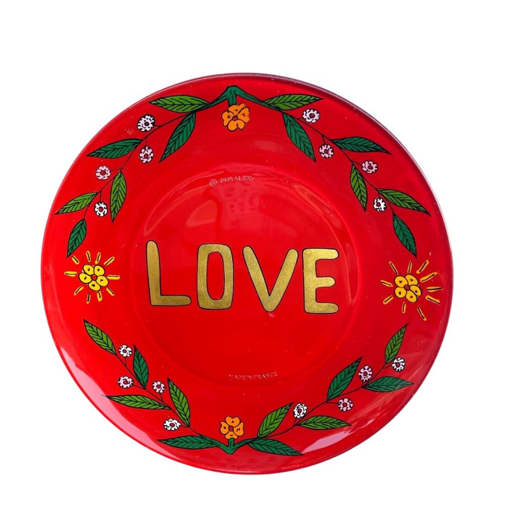 Hand-painted plate - Red - Love