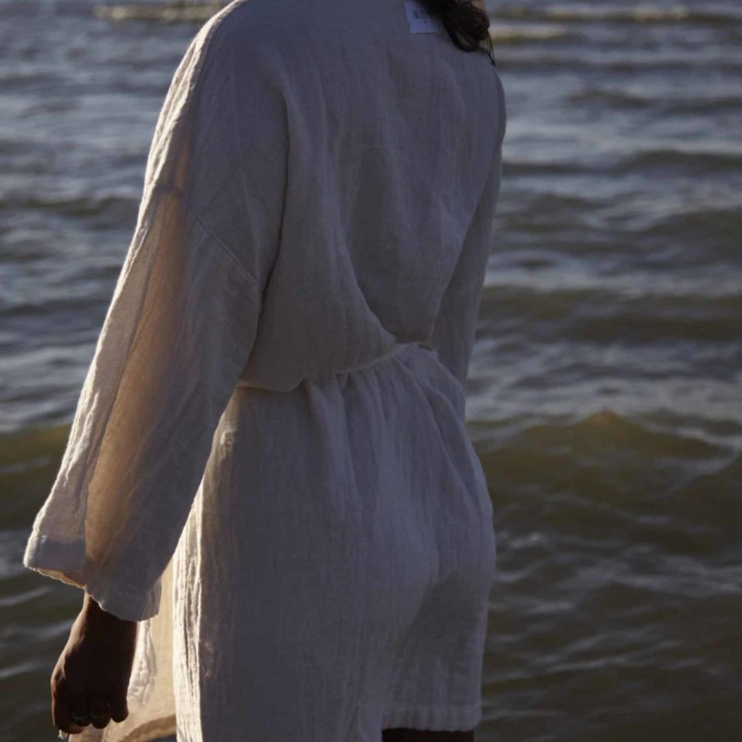 Organic cotton jacquard bathrobe