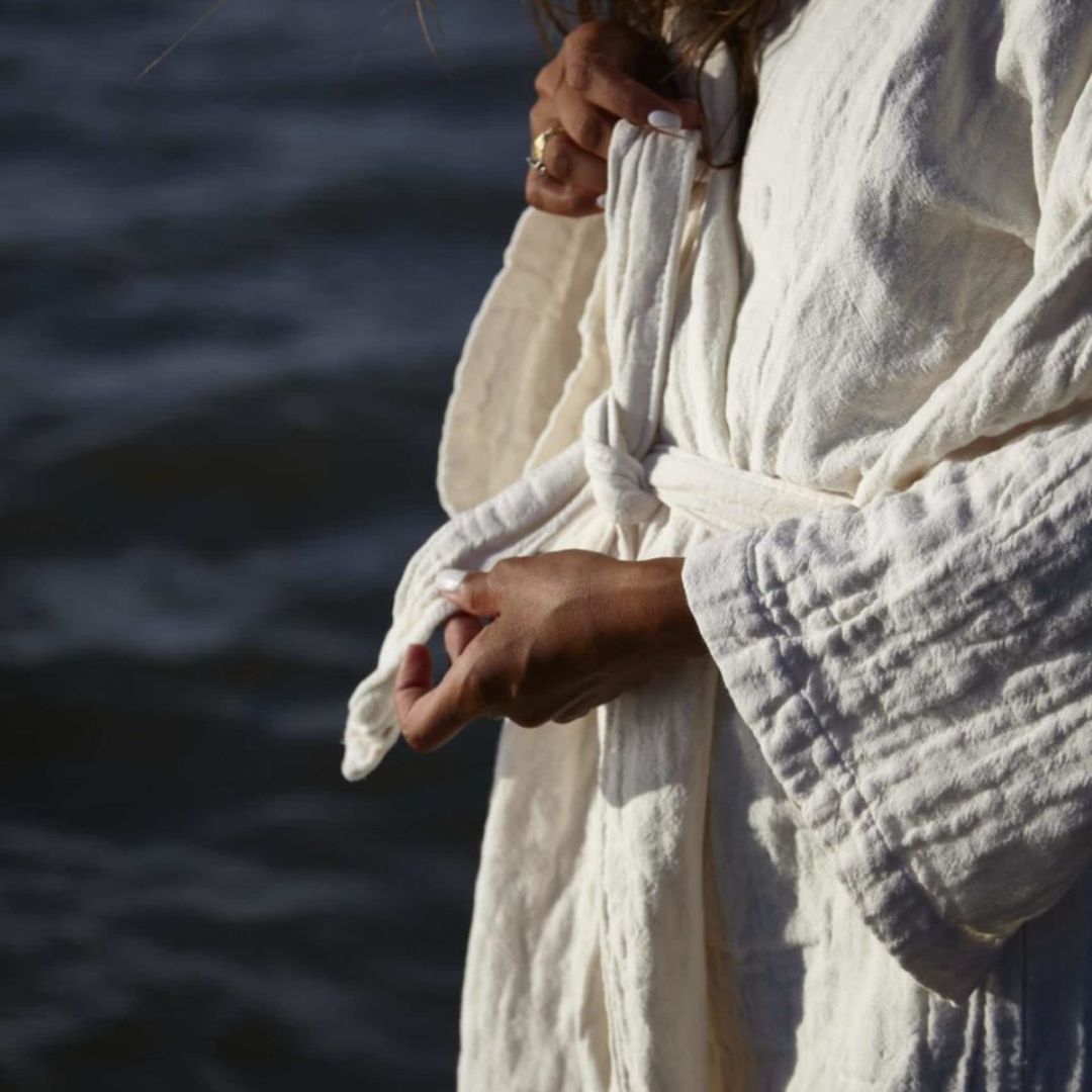 Organic cotton jacquard bathrobe
