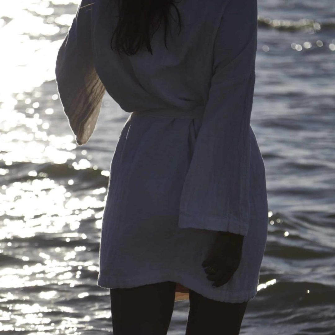 Organic cotton jacquard bathrobe