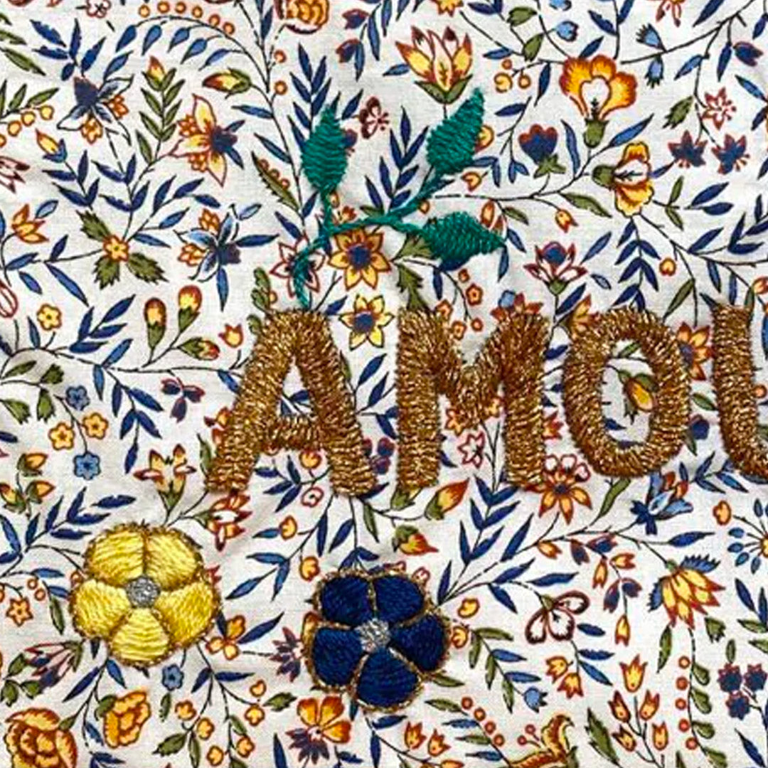 Amour embroidered pouch