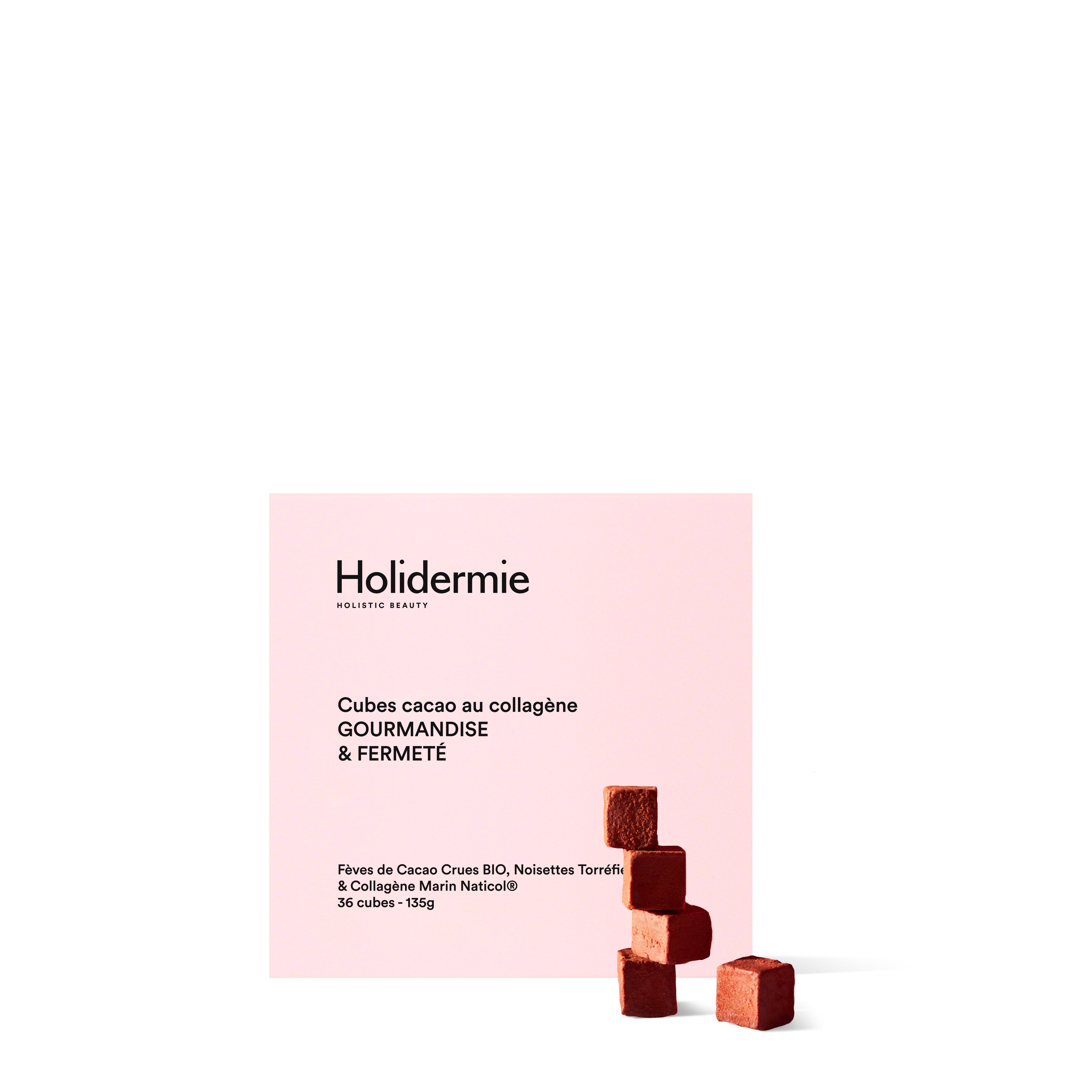 Cubes cacao cru au collagène marin Holidermie pour la fermeté et l’élasticité de la peau