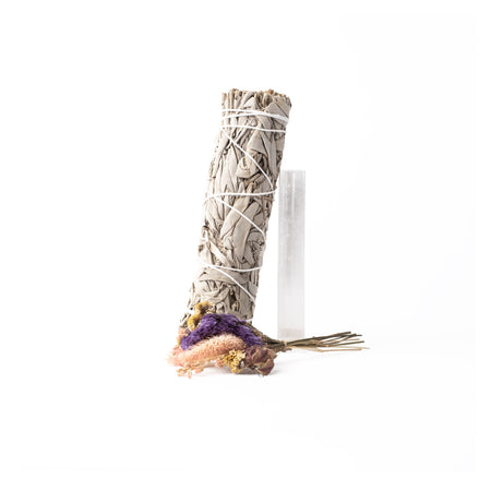 Fumigation stick- Sage, Selenite and dried flowers